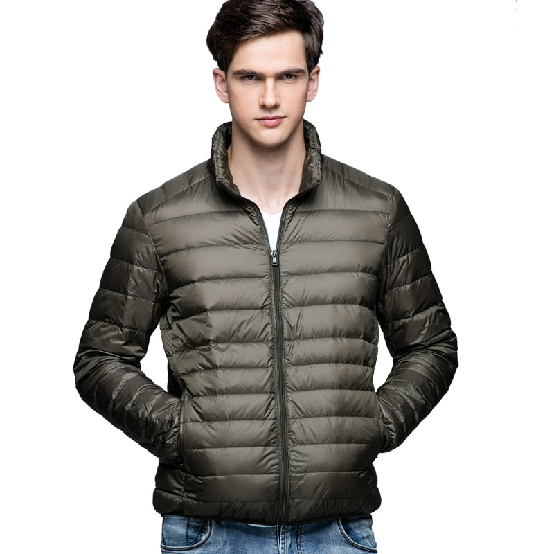 New Autumn Winter Man 90% Duck Down Jacket Ultra Light Thin S-3XL Spring Jackets Men Stand Collar Outerwear Coat Enfom Clothing