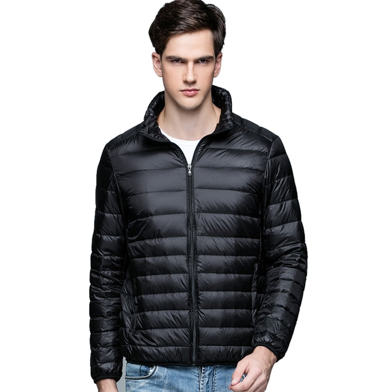 New Autumn Winter Man 90% Duck Down Jacket Ultra Light Thin S-3XL Spring Jackets Men Stand Collar Outerwear Coat Enfom Clothing