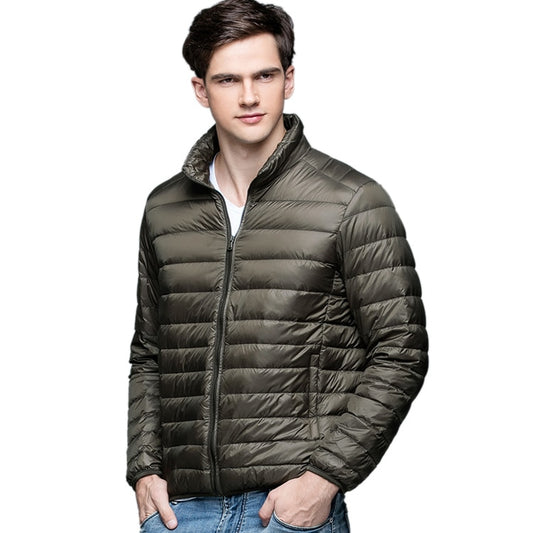 New Autumn Winter Man 90% Duck Down Jacket Ultra Light Thin S-3XL Spring Jackets Men Stand Collar Outerwear Coat Enfom Clothing