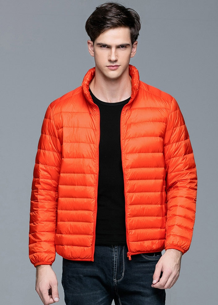 New Autumn Winter Man 90% Duck Down Jacket Ultra Light Thin S-3XL Spring Jackets Men Stand Collar Outerwear Coat Enfom Clothing