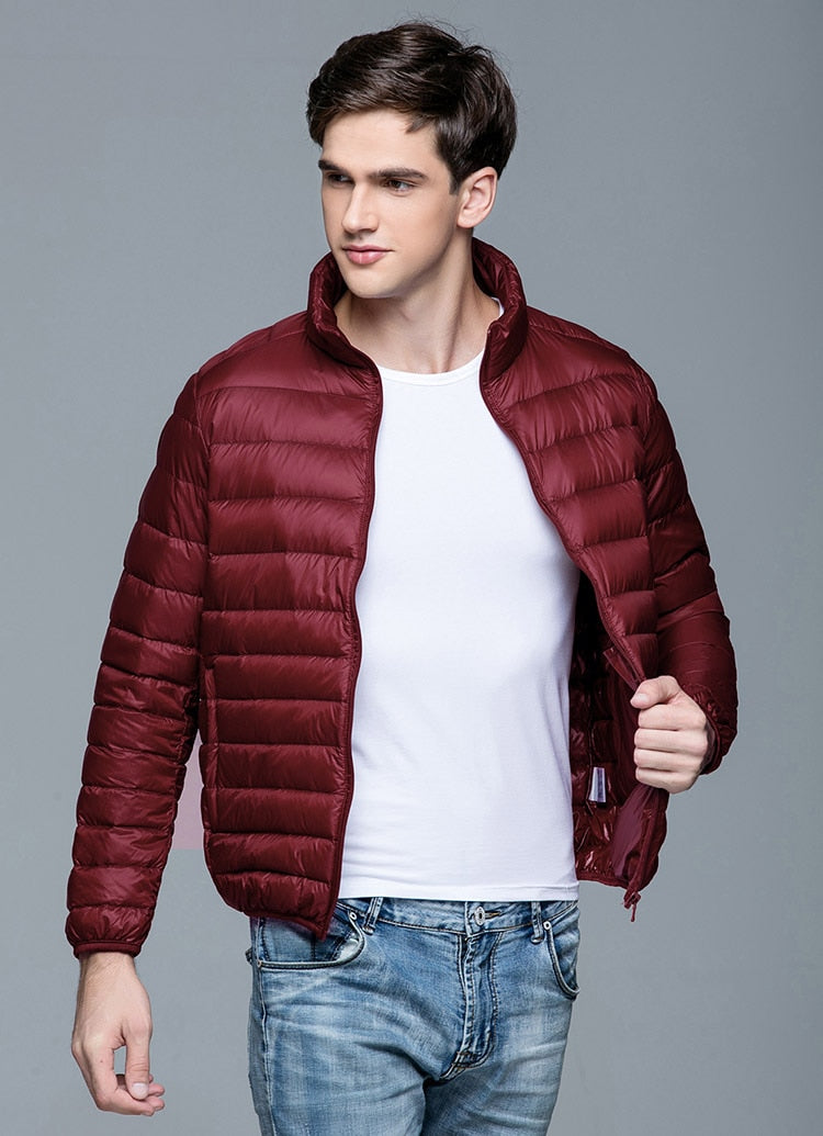 New Autumn Winter Man 90% Duck Down Jacket Ultra Light Thin S-3XL Spring Jackets Men Stand Collar Outerwear Coat Enfom Clothing