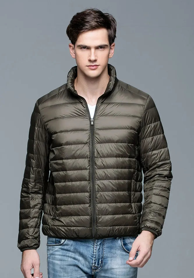 New Autumn Winter Man 90% Duck Down Jacket Ultra Light Thin S-3XL Spring Jackets Men Stand Collar Outerwear Coat Enfom Clothing