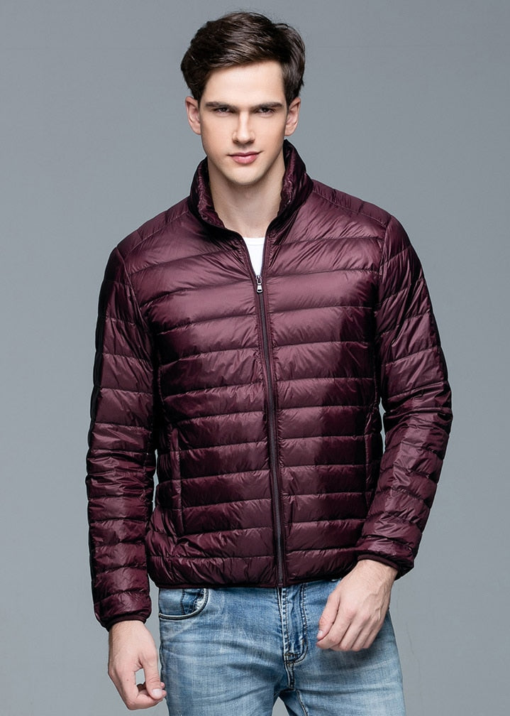 New Autumn Winter Man 90% Duck Down Jacket Ultra Light Thin S-3XL Spring Jackets Men Stand Collar Outerwear Coat Enfom Clothing