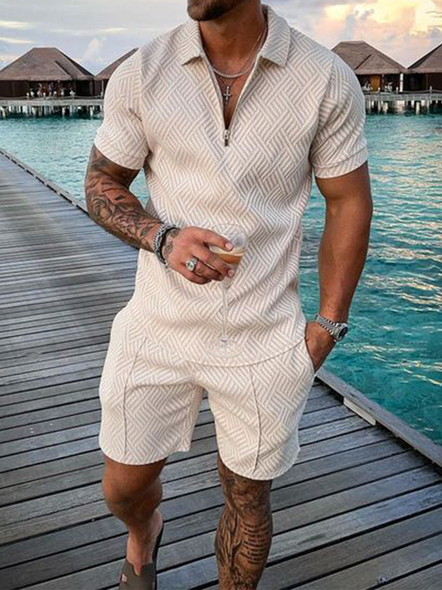 New Men's Summer Short Sleeve Shorts Casual Suit Enfom Clothing