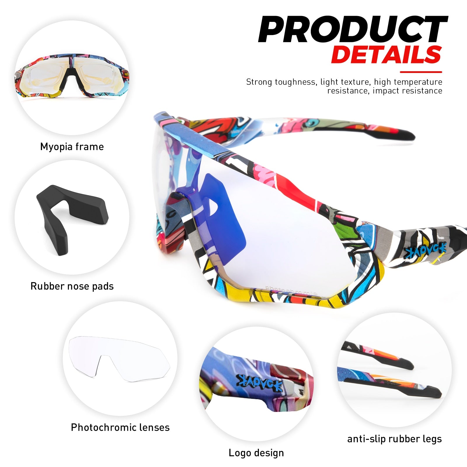 New Red Photochromic Cycling Glasses Gafas Ciclismo Fishing Sport Sunglasses MTB Bike Glasses Fietsbril Goggles Bicycle Eyewear Enfom Clothing