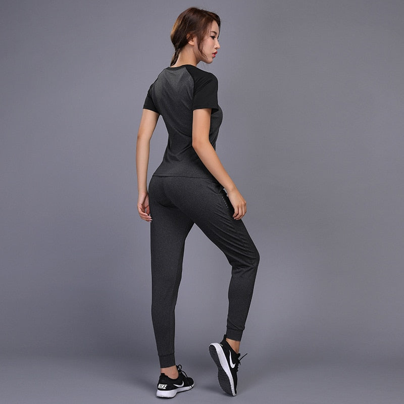 New Women&#39;s Sportswear For Yoga Sets Jogging Clothes Gym Workout Fitness Training Sports T-Shirts Running Pants Leggings Suit Enfom Clothing