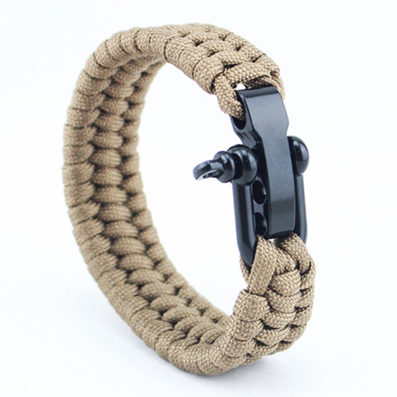 Outdoor Camping Survival Bracelet Men Climbing Sport Parachute Cord Adjustable Stainless steel Buckle Friendship Bracelets Male Enfom Clothing