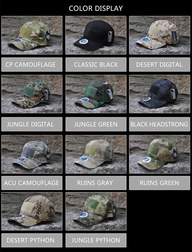 Outdoor Sport Caps Camouflage Hat Baseball Caps Simplicity Tactical Military Army Camo Hunting Cap Hats Adult Cap Enfom Clothing