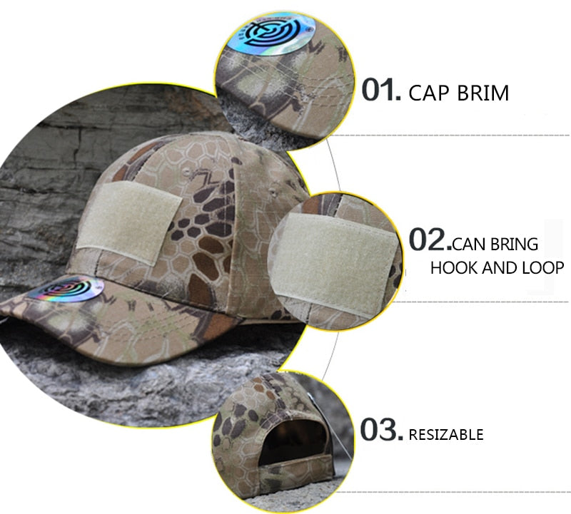 Outdoor Sport Caps Camouflage Hat Baseball Caps Simplicity Tactical Military Army Camo Hunting Cap Hats Adult Cap Enfom Clothing