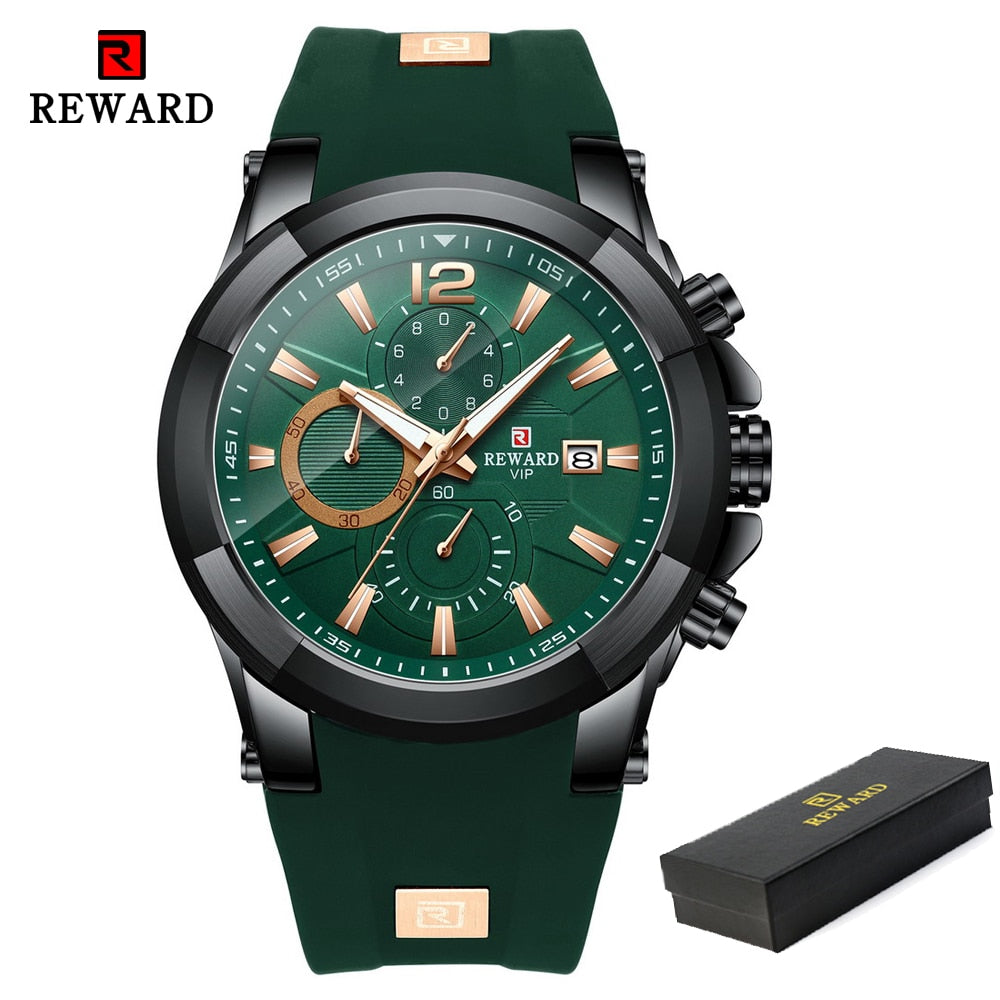 REWARD Watch Men Silicone Big Dial Waterproof Watches Men Sport Quartz Wristwatch Chronograph Top Luxury Brand Relogio Masculino Enfom Clothing