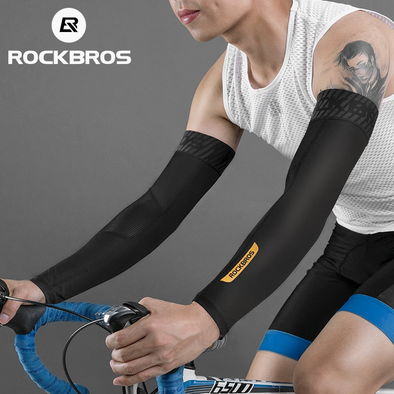 ROCKBROS Cycling Sunscreen Anti-UV Arm Sleeves Ice Silk Fabric Basketball Outdoor Volleyball Sleeves Sport Fitness Arm Warmers Enfom Clothing