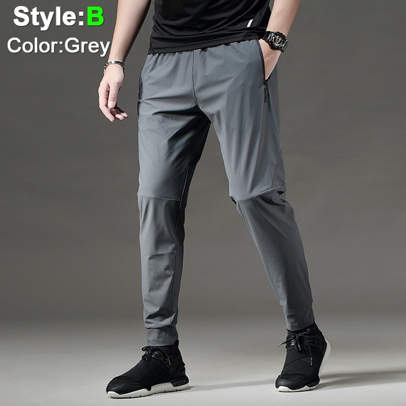 Running Pants Men Sport Jogging Fitness Yoga Training Basketball Football Long Leggings Ice Silk Elastic Quick Drying Trousers Enfom Clothing