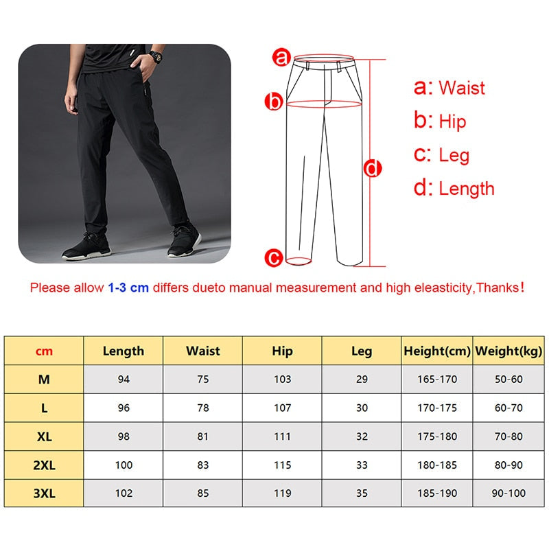 Running Pants Men Sport Jogging Fitness Yoga Training Basketball Football Long Leggings Ice Silk Elastic Quick Drying Trousers Enfom Clothing