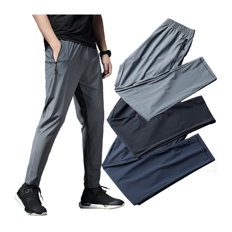 Running Pants Men Sport Jogging Fitness Yoga Training Basketball Football Long Leggings Ice Silk Elastic Quick Drying Trousers Enfom Clothing