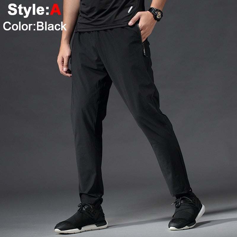 Running Pants Men Sport Jogging Fitness Yoga Training Basketball Football Long Leggings Ice Silk Elastic Quick Drying Trousers Enfom Clothing