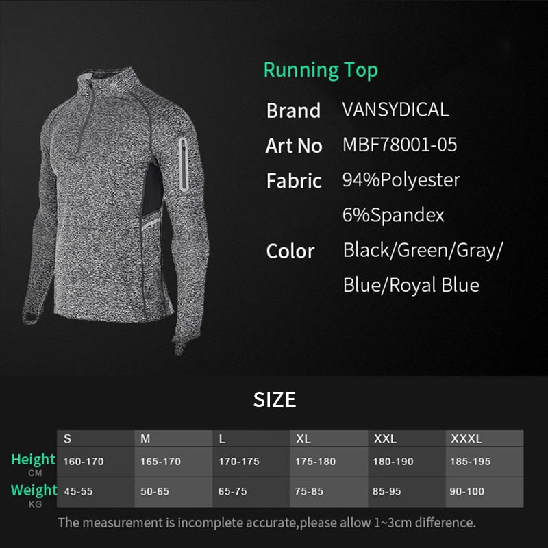 Running Shirt Men Zipper Pullover Madarin Collar Long Sleeve with Pocket Sports Active Wear for Gym Clothing Workout Shirt Male Enfom Clothing