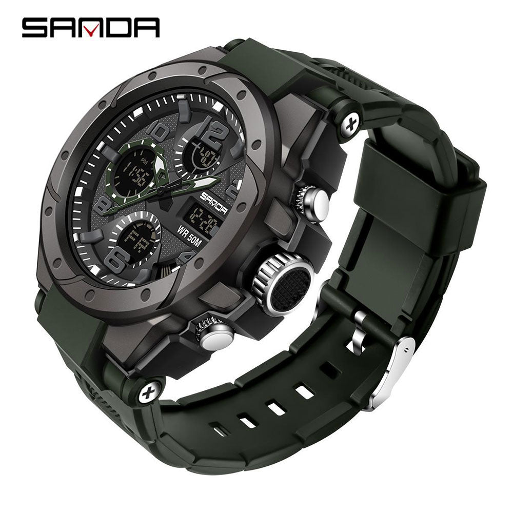 SANDA Brand Men&#39;s Watch Military Outdoor Sports Waterproof Watches Dual Display Quartz LED Digital Clock Relogio Masculino Enfom Clothing