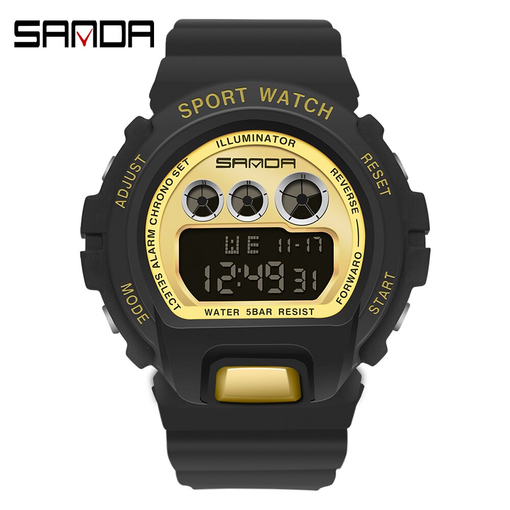 SANDA Fashion Simple Sport watch Men Military Watches Alarm Clock Ms Resistant Waterproof Digital Watch reloj hombre Enfom Clothing