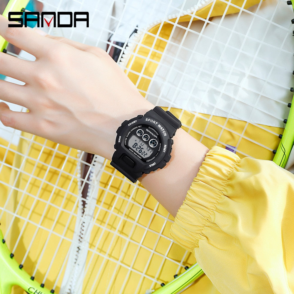 SANDA Fashion Simple Sport watch Men Military Watches Alarm Clock Ms Resistant Waterproof Digital Watch reloj hombre Enfom Clothing