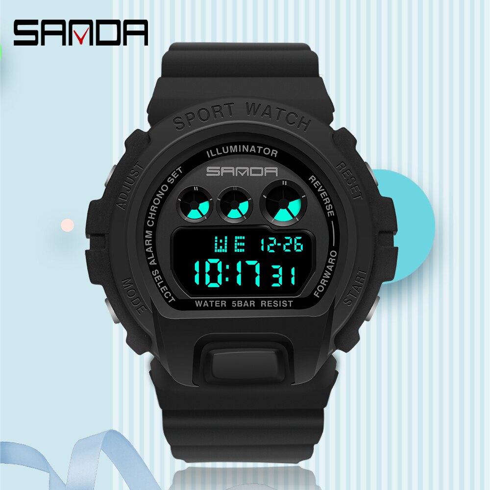 SANDA Fashion Simple Sport watch Men Military Watches Alarm Clock Ms Resistant Waterproof Digital Watch reloj hombre Enfom Clothing