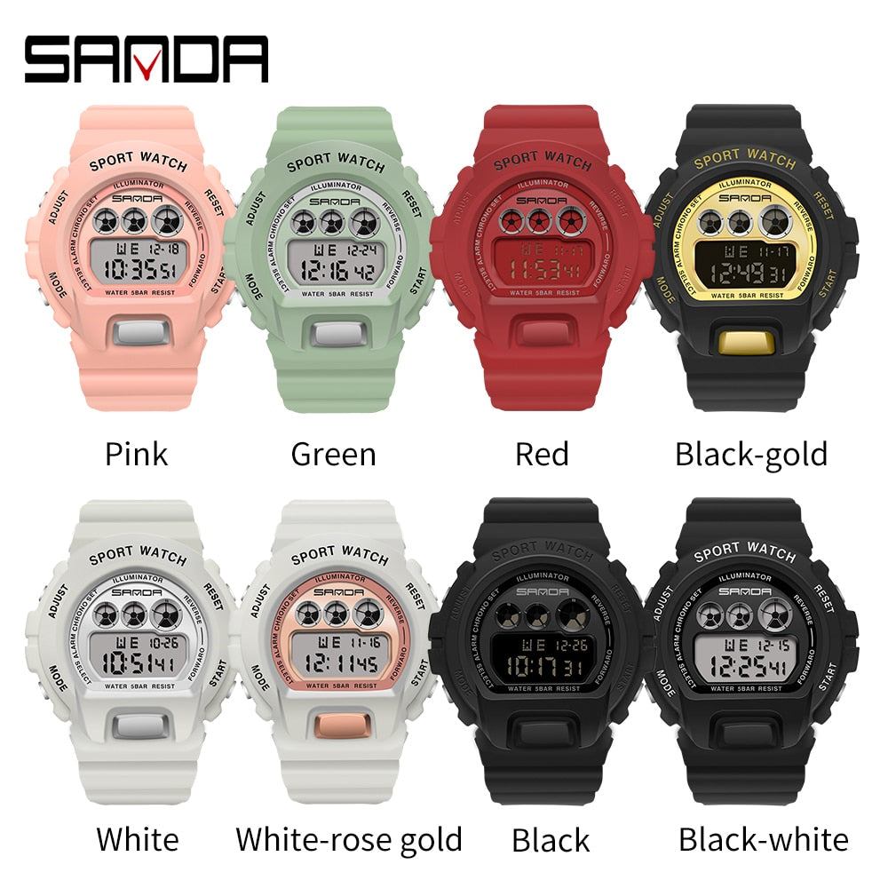 SANDA Fashion Simple Sport watch Men Military Watches Alarm Clock Ms Resistant Waterproof Digital Watch reloj hombre Enfom Clothing