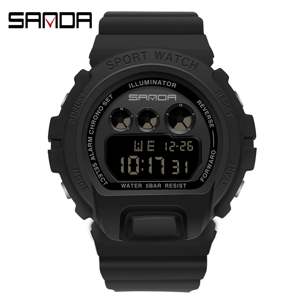 SANDA Fashion Simple Sport watch Men Military Watches Alarm Clock Ms Resistant Waterproof Digital Watch reloj hombre Enfom Clothing