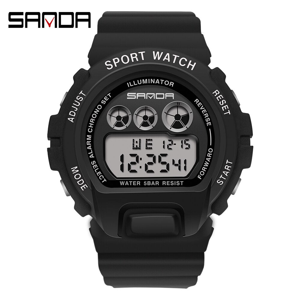 SANDA Fashion Simple Sport watch Men Military Watches Alarm Clock Ms Resistant Waterproof Digital Watch reloj hombre Enfom Clothing