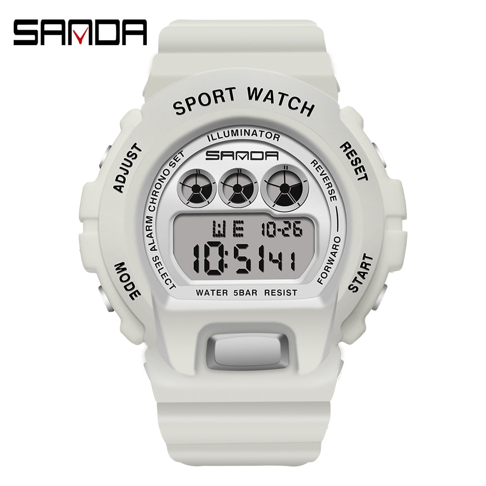 SANDA Fashion Simple Sport watch Men Military Watches Alarm Clock Ms Resistant Waterproof Digital Watch reloj hombre Enfom Clothing