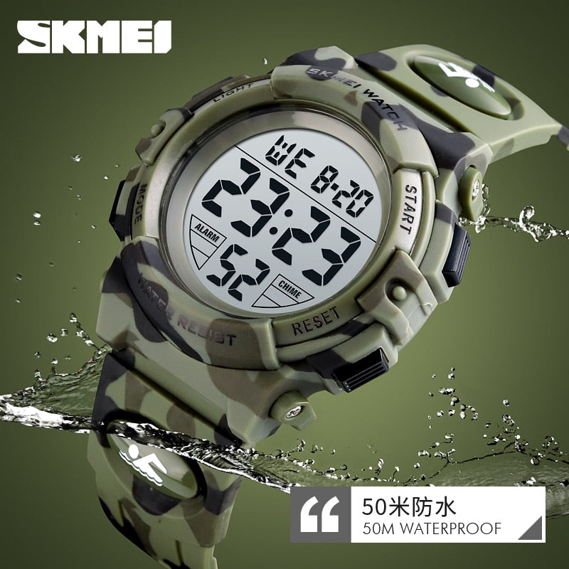 SKMEI Military Kids Sport Watches 50M Waterproof Electronic Wristwatch Stop Watch Clock Children Digital Watch For Boys Girls Enfom Clothing