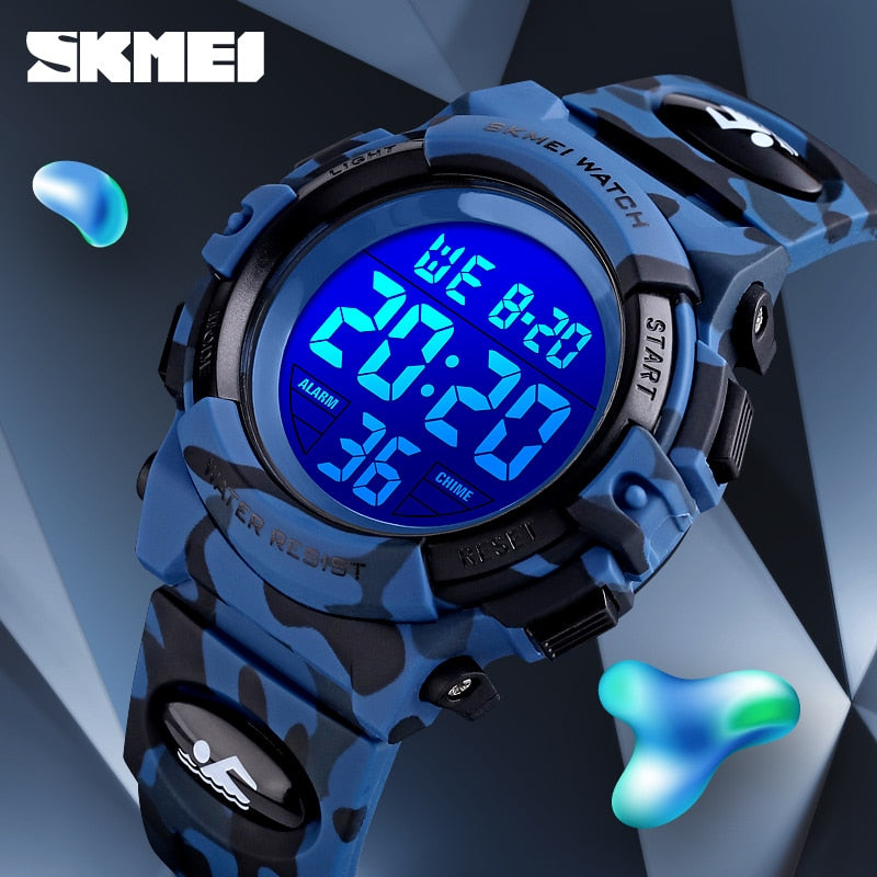 SKMEI Military Kids Sport Watches 50M Waterproof Electronic Wristwatch Stop Watch Clock Children Digital Watch For Boys Girls Enfom Clothing