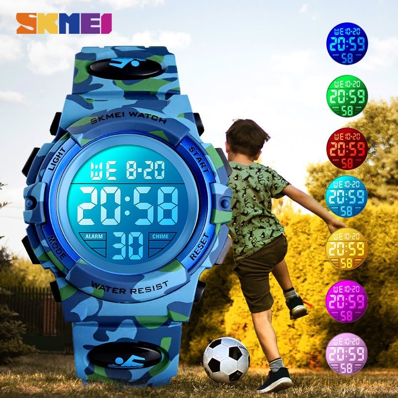 SKMEI Military Kids Sport Watches 50M Waterproof Electronic Wristwatch Stop Watch Clock Children Digital Watch For Boys Girls Enfom Clothing