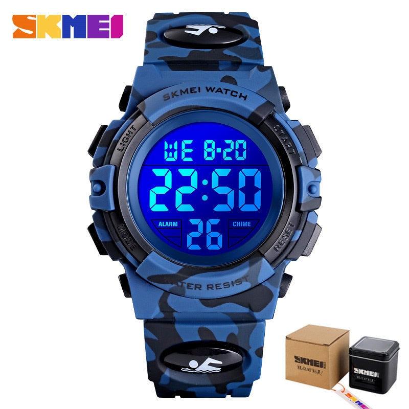 SKMEI Military Kids Sport Watches 50M Waterproof Electronic Wristwatch Stop Watch Clock Children Digital Watch For Boys Girls Enfom Clothing