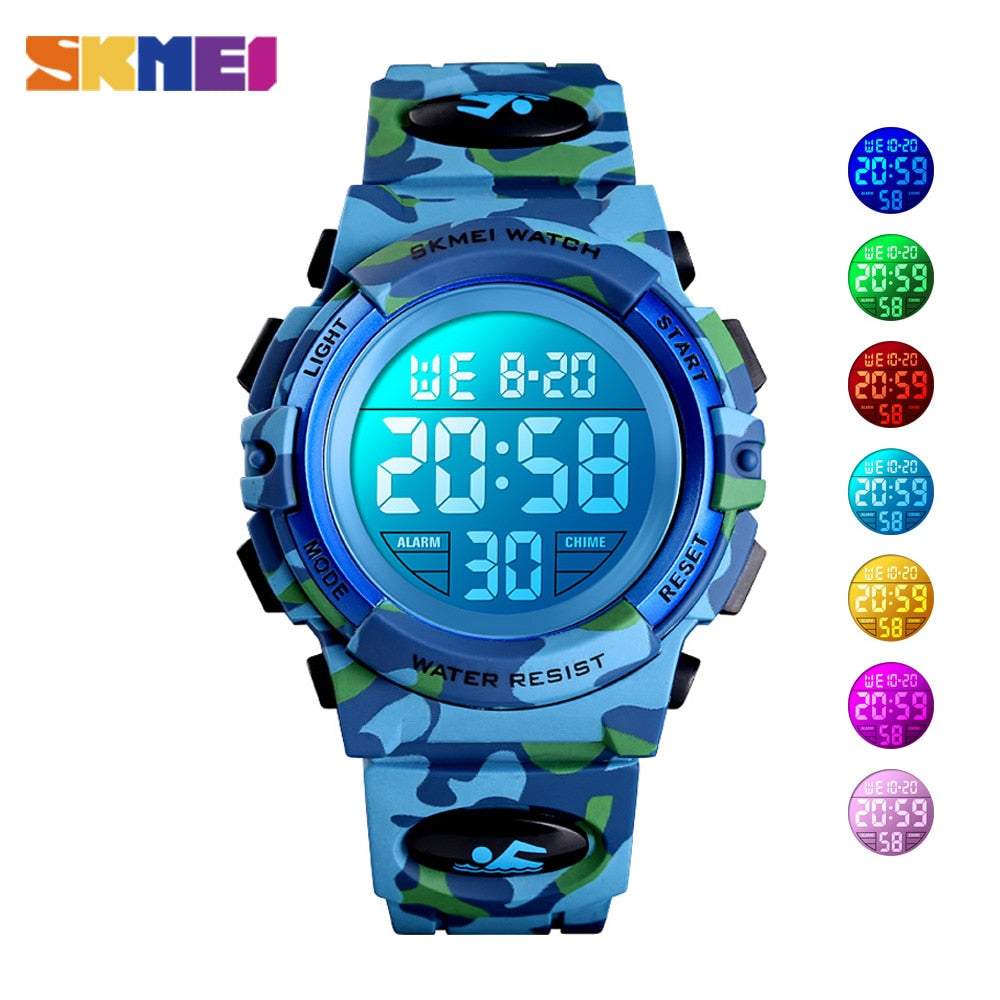 SKMEI Military Kids Sport Watches 50M Waterproof Electronic Wristwatch Stop Watch Clock Children Digital Watch For Boys Girls Enfom Clothing