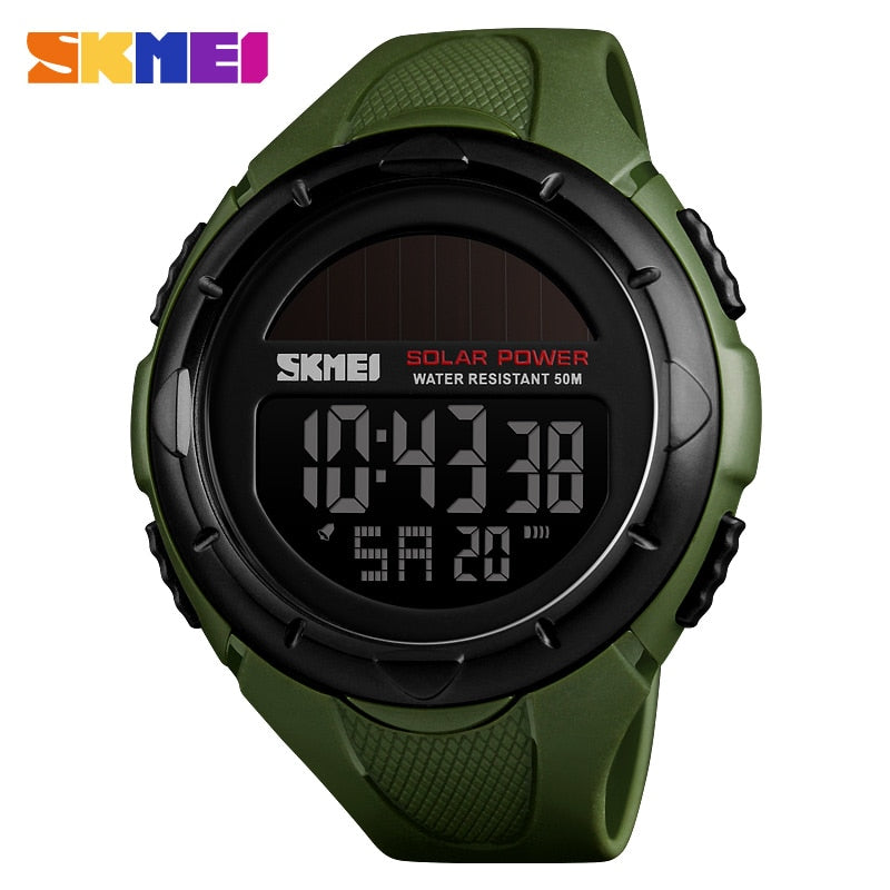 SKMEI Military Sport Watches Men Solar Power Outdoor Shock Digital Watch Chrono 50M Water Resistant Wristwatches reloj deportivo Enfom Clothing