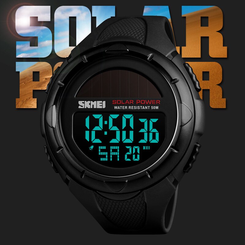 SKMEI Military Sport Watches Men Solar Power Outdoor Shock Digital Watch Chrono 50M Water Resistant Wristwatches reloj deportivo Enfom Clothing