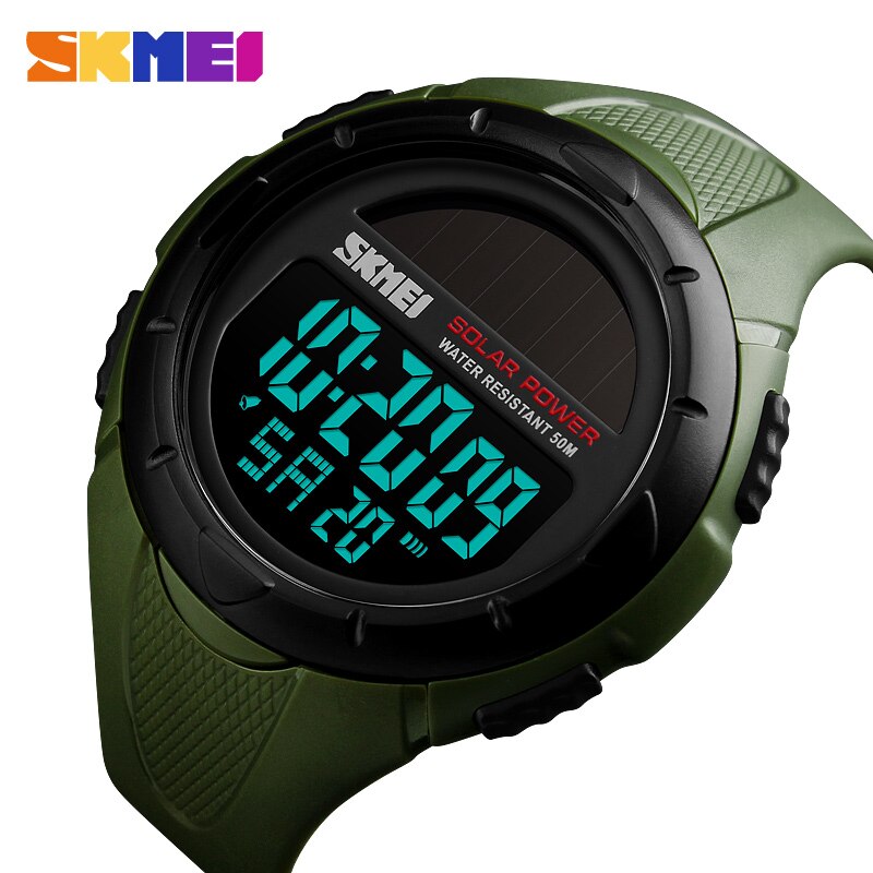 SKMEI Military Sport Watches Men Solar Power Outdoor Shock Digital Watch Chrono 50M Water Resistant Wristwatches reloj deportivo Enfom Clothing