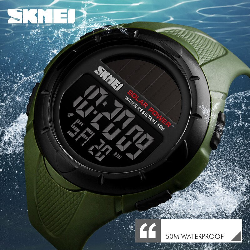 SKMEI Military Sport Watches Men Solar Power Outdoor Shock Digital Watch Chrono 50M Water Resistant Wristwatches reloj deportivo Enfom Clothing