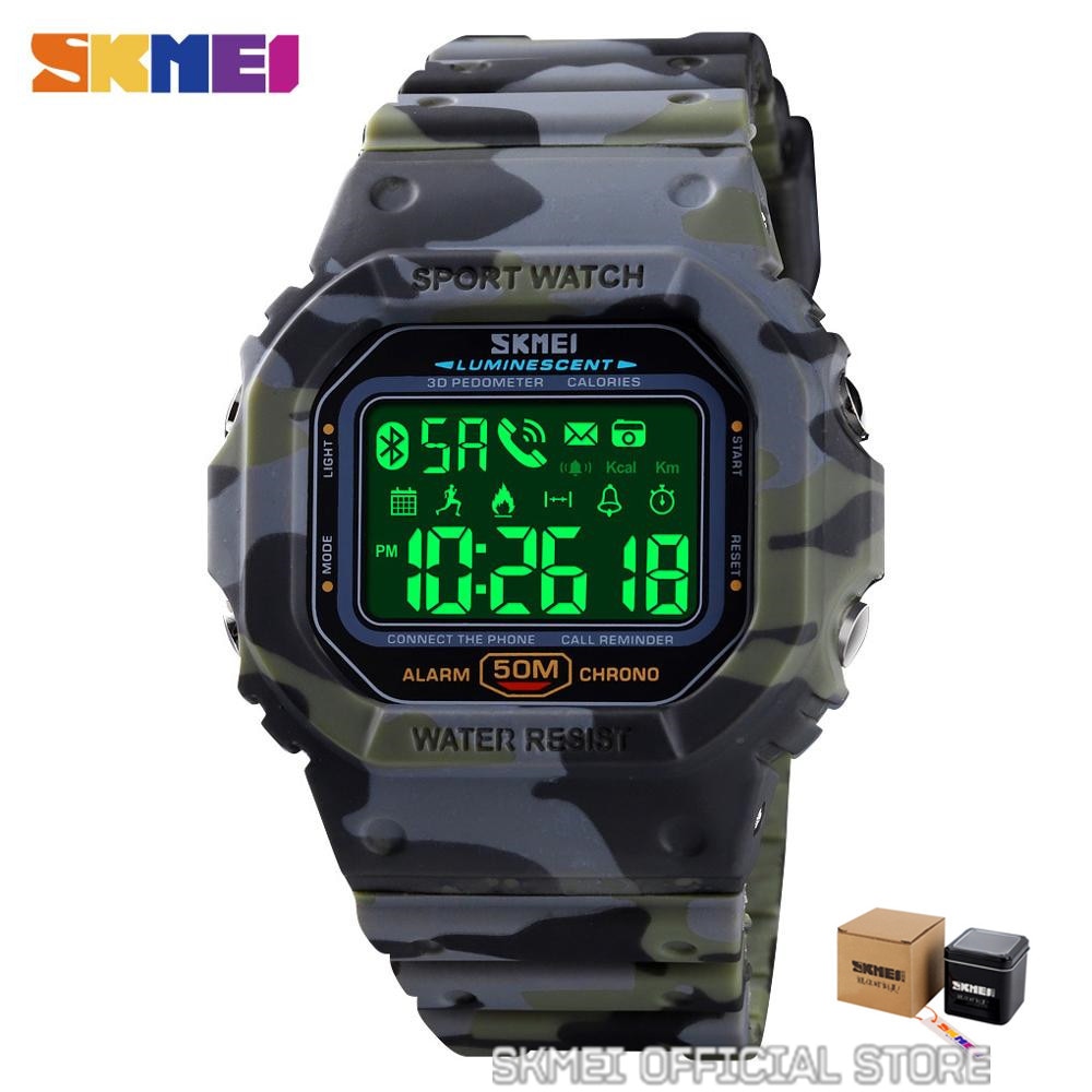 SKMEI Top Brand Smartwatch Men Electronic Watches Mens Pedometer Calorie Tracker For Huawei Iphone reloj inteligente Sport 1629 Enfom Clothing