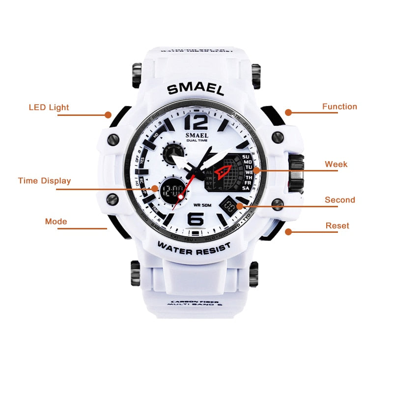 SMAEL Men Quartz Digital Watch Men‘s Sport Watches Electronic Military Wrist watch Male Waterproof Clock 1509 Relogios Masculino Enfom Clothing