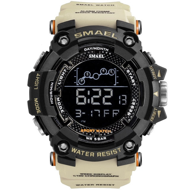 SMAEL Mens Watch Military Waterproof Sport WristWatch Digital Stopwatches for Men 1802 Military Electronic Watches Male Clock Enfom Clothing