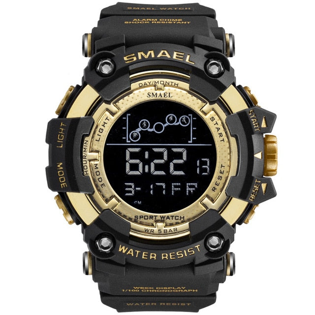 SMAEL Mens Watch Military Waterproof Sport WristWatch Digital Stopwatches for Men 1802 Military Electronic Watches Male Clock Enfom Clothing