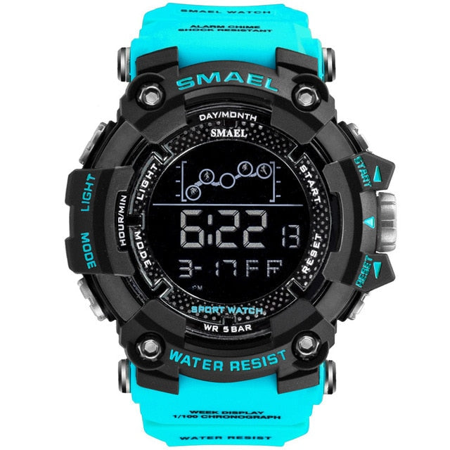 SMAEL Mens Watch Military Waterproof Sport WristWatch Digital Stopwatches for Men 1802 Military Electronic Watches Male Clock Enfom Clothing