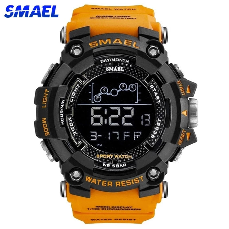 SMAEL Mens Watch Military Waterproof Sport WristWatch Digital Stopwatches for Men 1802 Military Electronic Watches Male Clock Enfom Clothing