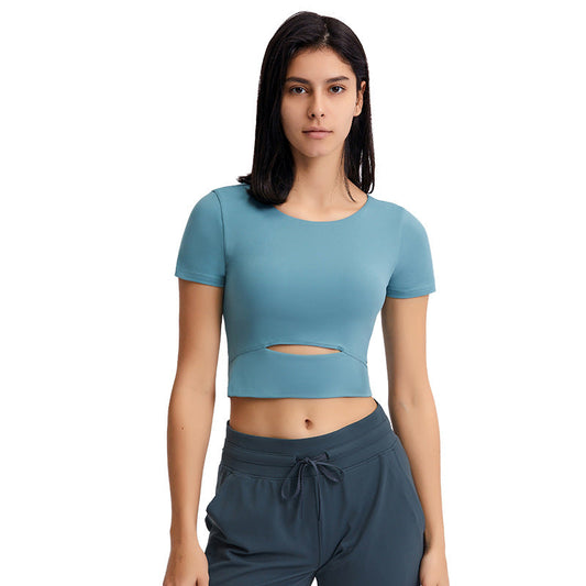 Shinbene Burning Ardor Slim Buttery Soft Workout gym Crop Tops T Shirt Female Naked Feel Padded Running Fitness Short Sleeve Shirts Enfom Clothing