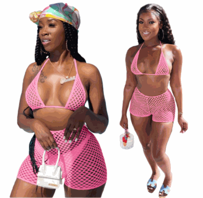 Shorts Dress Hollow Out Mesh Vest Sport Suit Enfom Clothing