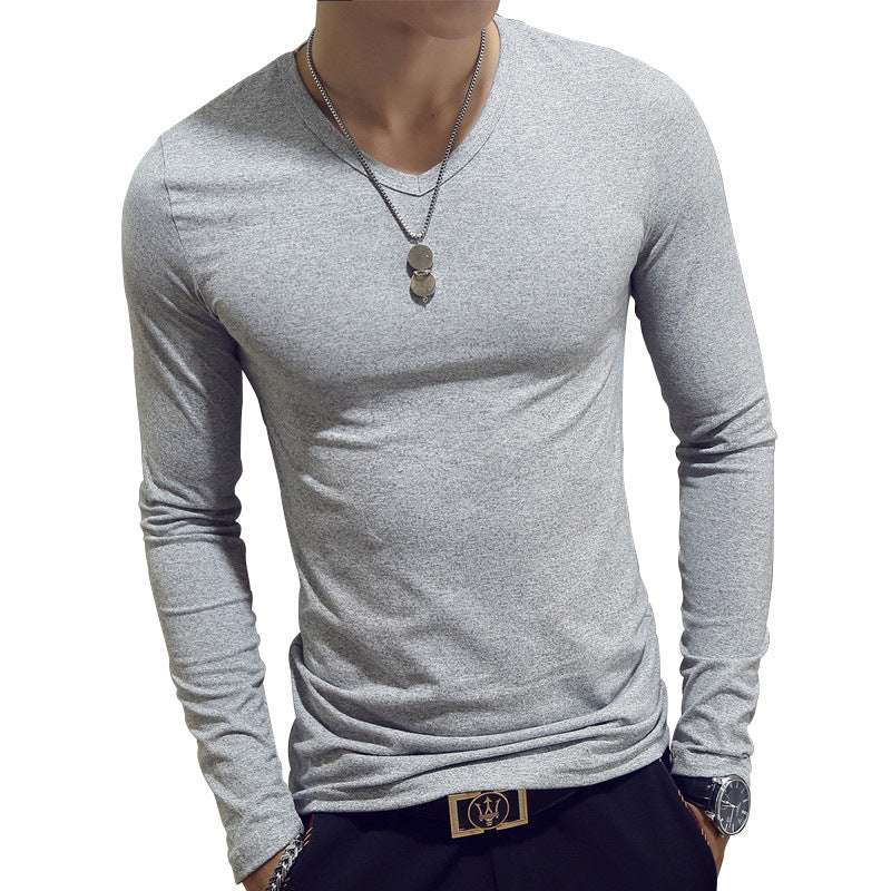 Slim-Fit Solid Color Round Neck Pullover Men's Enfom Clothing