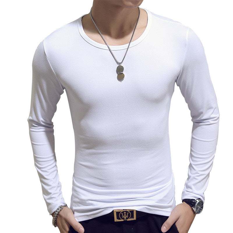 Slim-Fit Solid Color Round Neck Pullover Men's Enfom Clothing