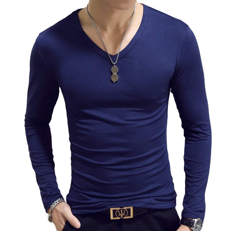 Slim-Fit Solid Color Round Neck Pullover Men's Enfom Clothing