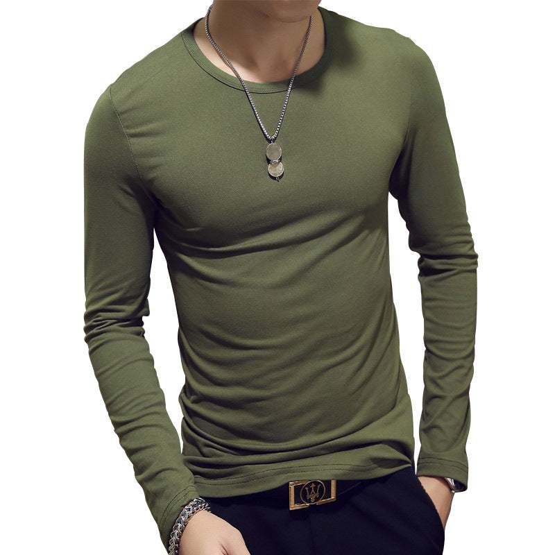 Slim-Fit Solid Color Round Neck Pullover Men's Enfom Clothing