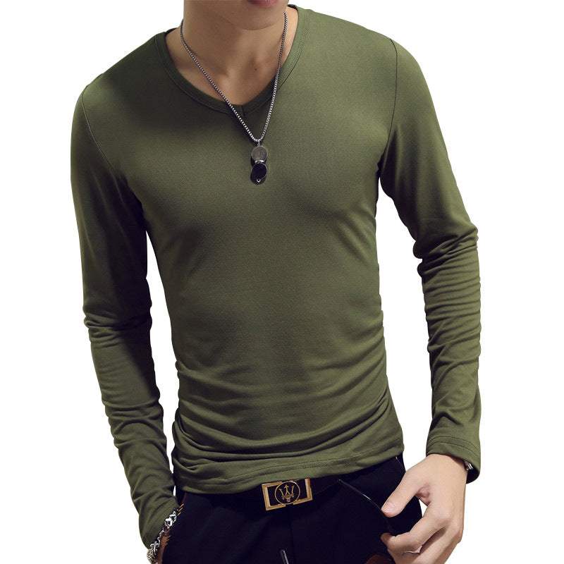 Slim-Fit Solid Color Round Neck Pullover Men's Enfom Clothing